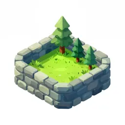 Forest village stone wall section
