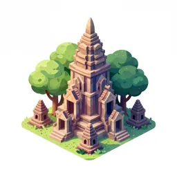 Ruined temple tree cluster