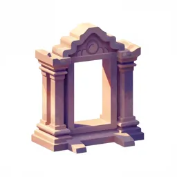 Ruined temple window frame