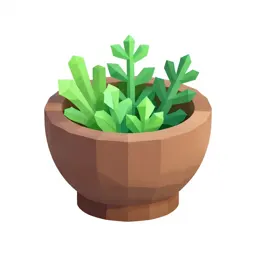 Mortar of glowing herbs