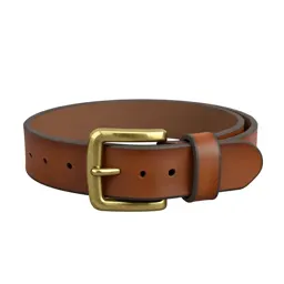 Leather belt with a brass buckle