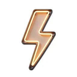 Neon sign shaped like a lightning bolt