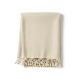 Folded wool throw with fringe