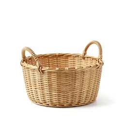 Woven storage basket with handles