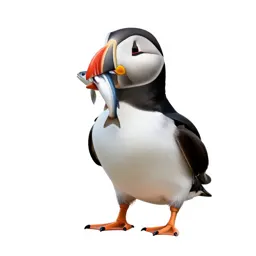 Puffin with a beakful of fish