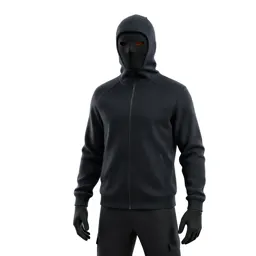 Masked assassin in dark cloth