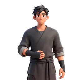 Monastic warrior with wrapped hands