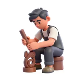 Maori carver at work