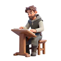 Mediaeval scribe at a lectern