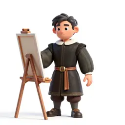 Renaissance painter at an easel