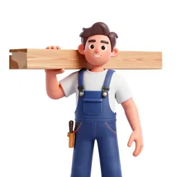 Carpenter shouldering timber