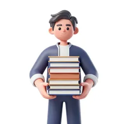 Librarian with a stack of books