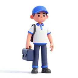 Postal courier with a satchel