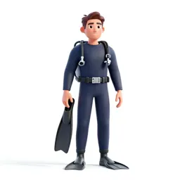 Rescue diver with fins