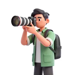 Wildlife photographer with a long lens