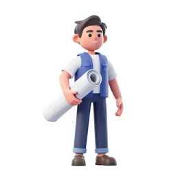 Architect carrying rolled plans