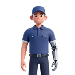 Courier with a cybernetic arm