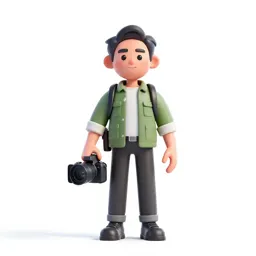 War correspondent with a hovering camera