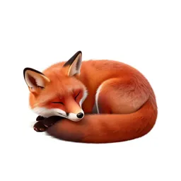 Red fox curled asleep