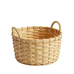 Woven storage basket with handles