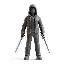 Hooded rogue with twin daggers