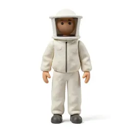 Beekeeper in a veiled suit