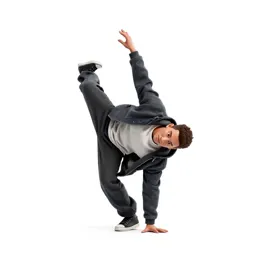 Breakdancer freezing a pose