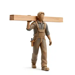 Carpenter shouldering timber