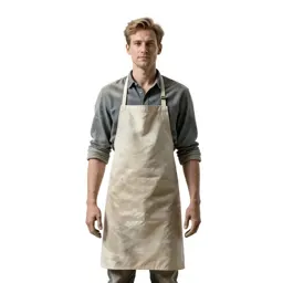 Ceramicist in a clay-dusted apron