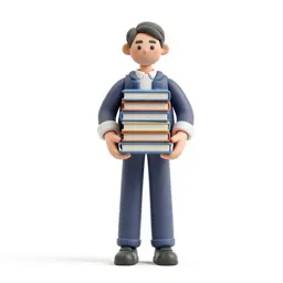 Librarian with a stack of books