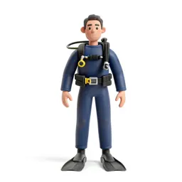 Rescue diver with fins