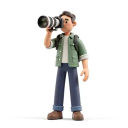 Wildlife photographer with a long lens