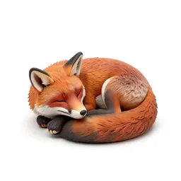 Red fox curled asleep