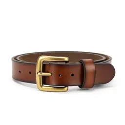 Leather belt with a brass buckle