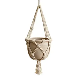 Hanging macrame planter
