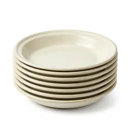 Stack of enamel camping plates