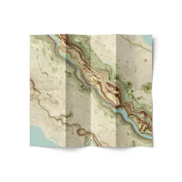 Topographic map folded