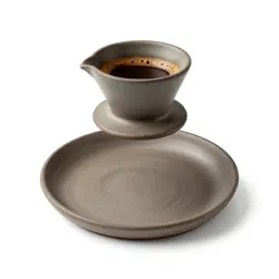 Pour-over coffee mid-bloom