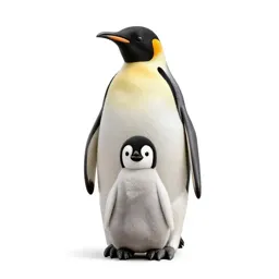 Emperor penguin with a chick