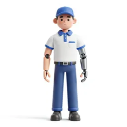 Courier with a cybernetic arm