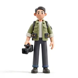 War correspondent with a hovering camera