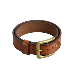 Leather belt with a brass buckle