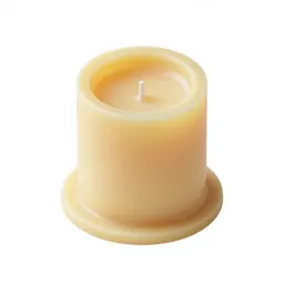 Beeswax pillar candle on a holder