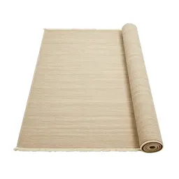 Hand-knotted wool rug rolled up