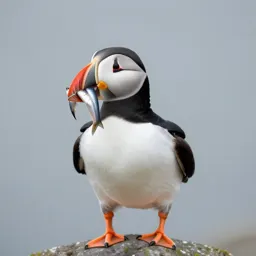 Puffin with a beakful of fish