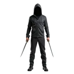 Hooded rogue with twin daggers