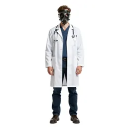 Plague doctor with a beaked mask