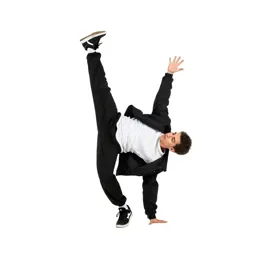 Breakdancer freezing a pose