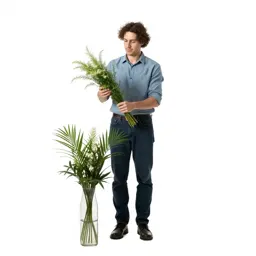 Florist arranging stems