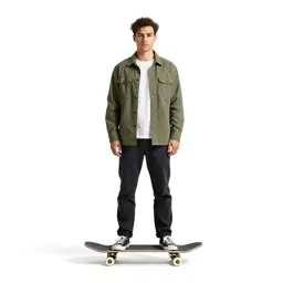 Skateboarder with a board underarm